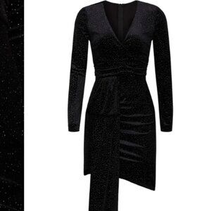 NISSA Velevet Sparkle Ruffle Sheath Size 2 EUC Black Mini